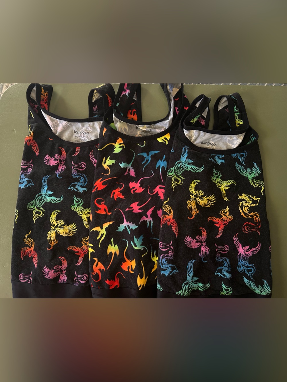 TomBoyX Women's Soft Bra Set Of 3 Size 6X 95% Cotton 5% Spandex Dragon